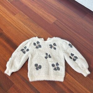 Mayoral Cream Sweater with Black Floral Accents